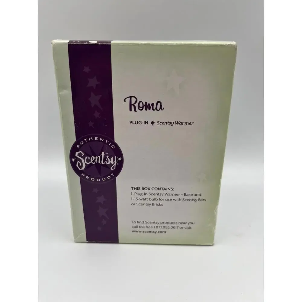 Retired Scentsy Roma Red Ceramic Plug-In Wax Warmer Round Shape w/ Box - Picture 4 of 8